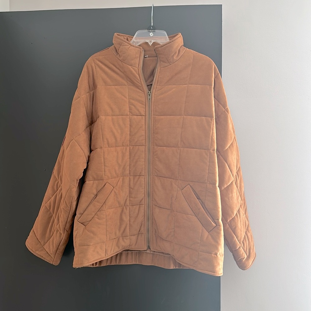 Bomber Jacket/ Fall Coat, size Large, suede material.